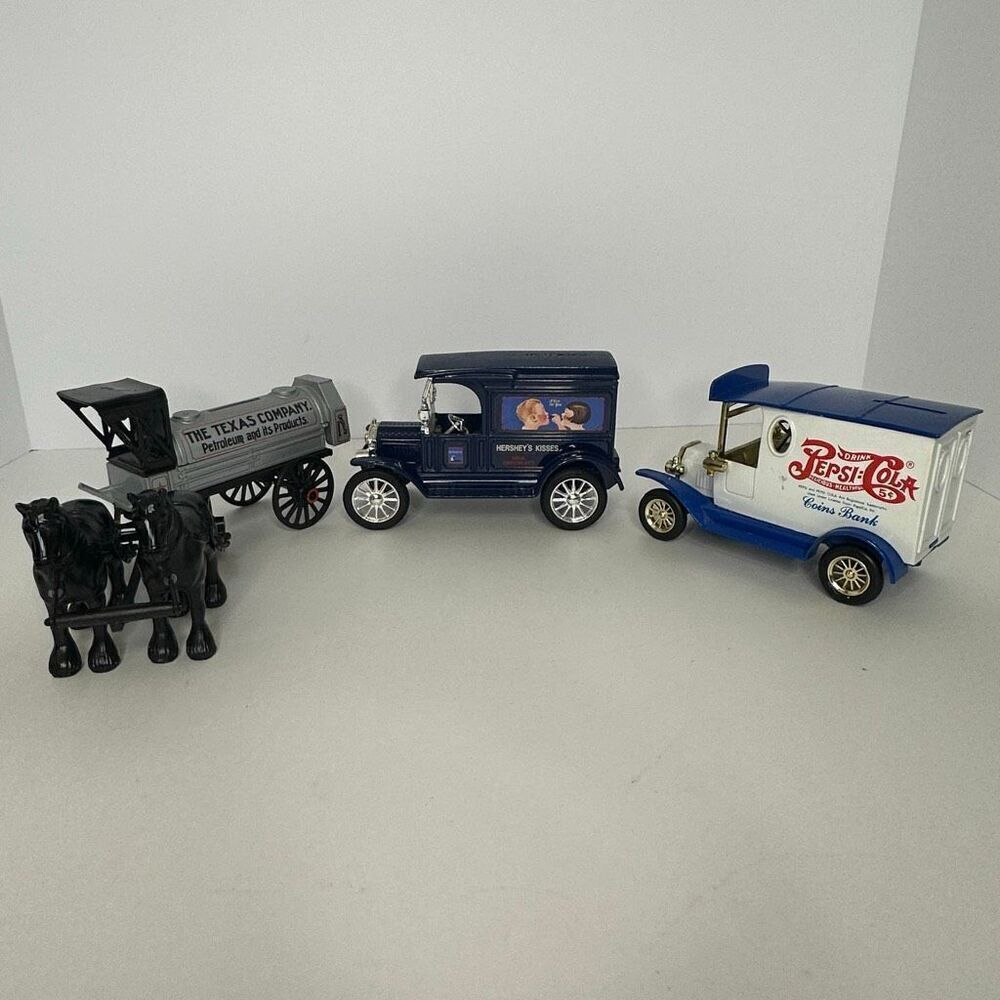 Vintage Die-Cast Metal Truck Lot Coin Bank - set of 3